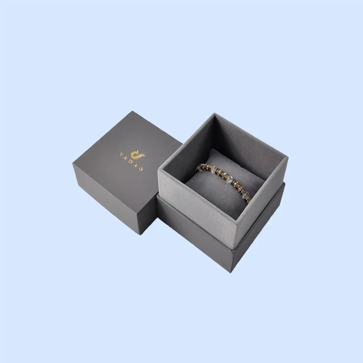 Custom bracelet box with printed branding on the lid