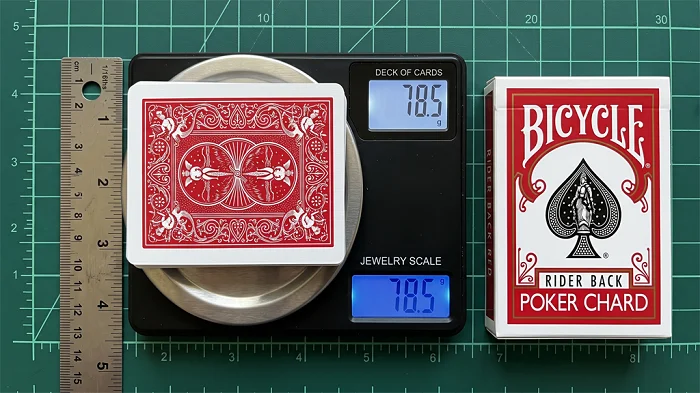 Weight of a Deck of Playing Cards on a Scale in Grams