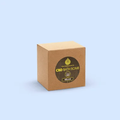 Custom printed CBD bath bomb boxes with gold foil stamping and spot UV