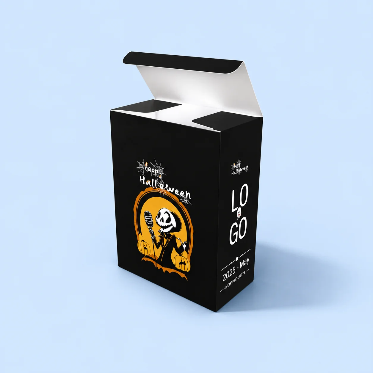 Halloween favor boxes printed with a pumpkin pattern