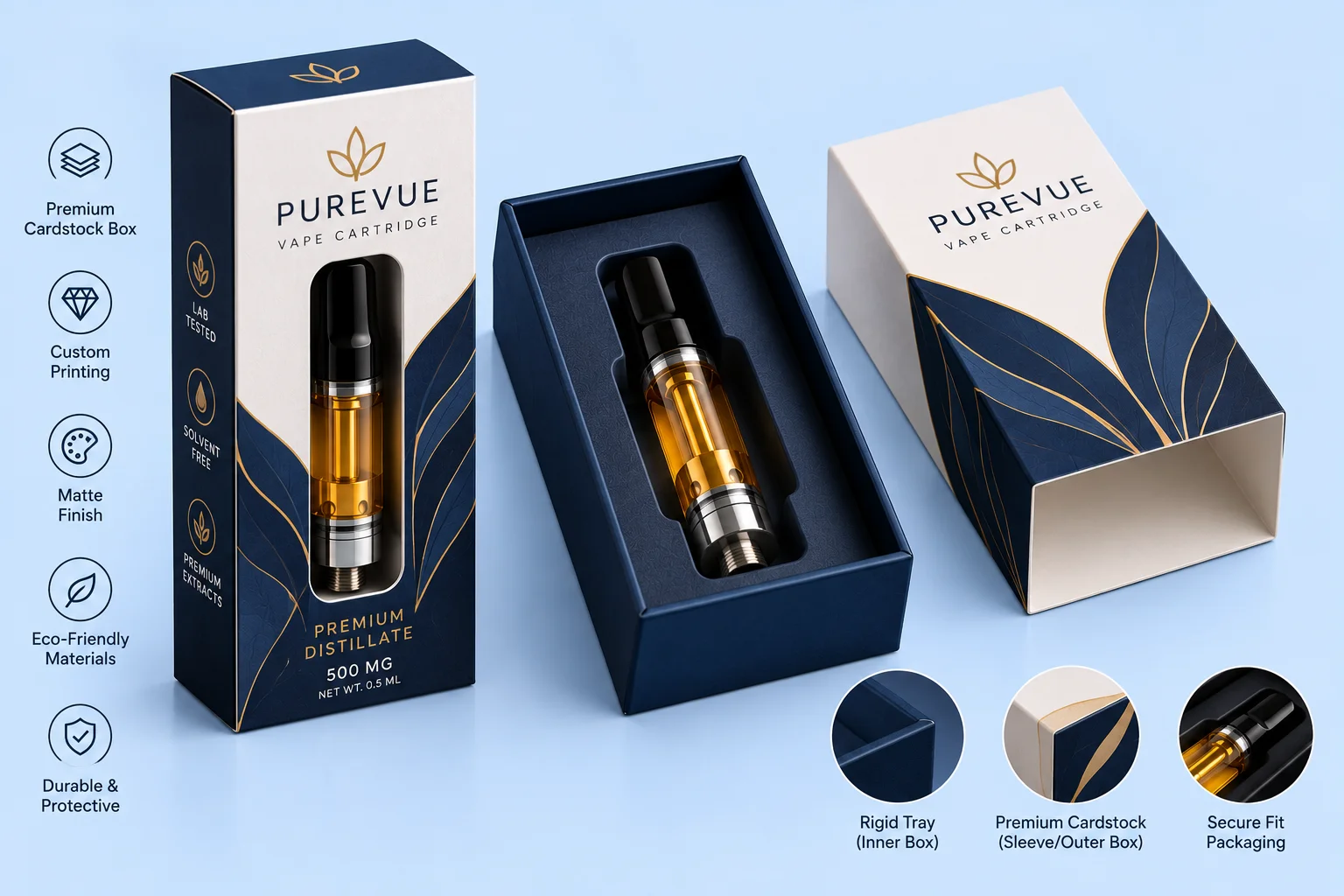 Custom vape cartridge packaging boxes printed for a brand