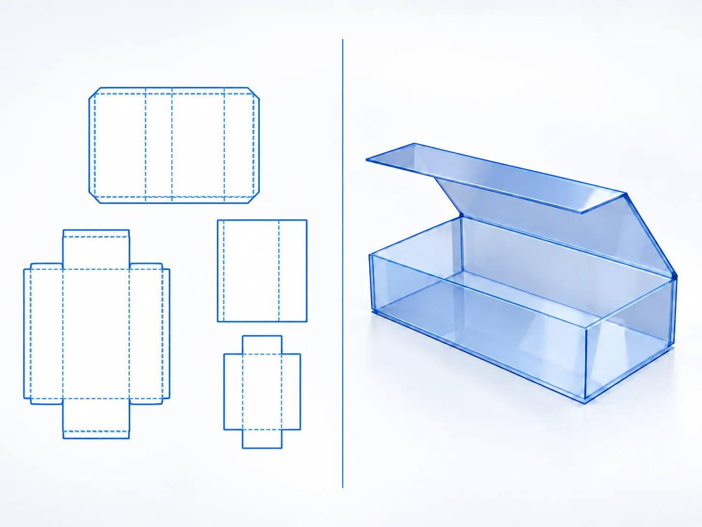 Magnetic Closure Box Type 2 dieline and transparent 3D box structure